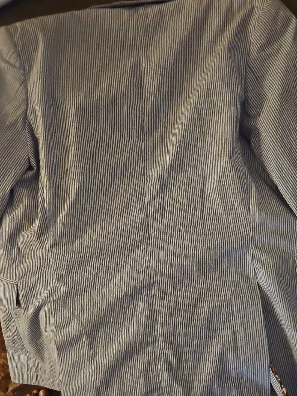 Boys Seersucker Blue Pinstripe Blazer - Lightweight Tailored Jacket